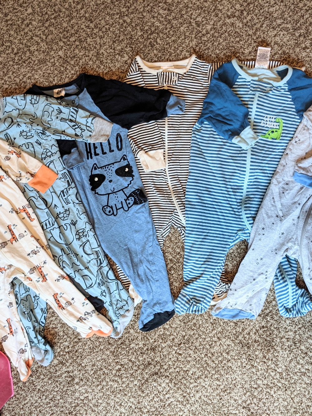 Gerber Bundle Set Lot of Blue Baby Boy Footed One-Pieces